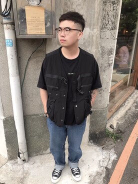 「oqLiq（オークリック）のアイテム（トップス）」を使った、takuさん（メンズ・163cm）の冬コーディネート