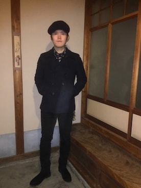 「COMME CA ISM（コムサイズム）のアイテム（ピーコート）」を使った、いたちさん（メンズ・175cm）の冬コーディネート