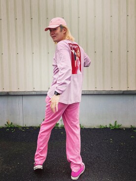 Gu ジーユー のtシャツ カットソー ピンク系 を使ったメンズ人気ファッションコーディネート Wear