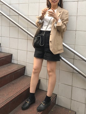 「おやすみコーデ」｜「アイテム（ジャケット/アウター）」を使った、mikitiさん（レディース・157cm）の春コーディネート