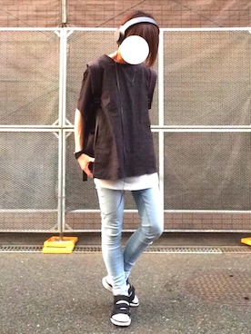 「WEGO（ウィゴー）のWEGO/スラブワッフルラウンドロングタンクトップ（タンクトップ）」を使った、御坂さん（レディース・160cm）の夏コーディネート