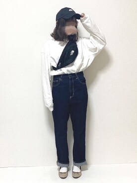 「ハイウエストストレートジーンズ」｜ukiさん（レディース・155cm）の春コーディネート