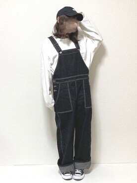 「kutir（クティール）のアイテム（オールインワン・サロペット）」を使った、ukiさん（レディース・155cm）の春コーディネート