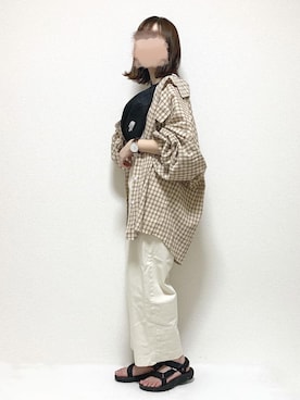 「ボディバッグ」｜「無印良品（ムジルシリョウヒン）のアイテム」を使った、ukiさん（レディース・155cm）の夏コーディネート