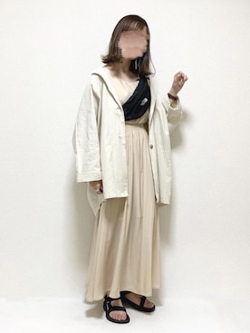 「Kastane（カスタネ）のアイテム（ノーカラージャケット）」を使った、ukiさん（レディース・155cm）の夏コーディネート