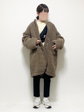 「スキニー」｜「アイテム（ノーカラージャケット）」を使った、ukiさん（レディース・155cm）の冬コーディネート