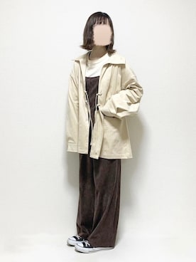 「アイボリー」｜「アイテム（サロペット/オーバーオール）」を使った、ukiさん（レディース・155cm）の春コーディネート