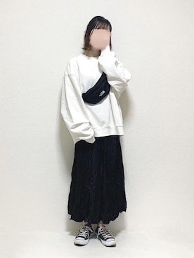 「ワッシャースカート」｜「アイテム（その他）」を使った、ukiさん（レディース・155cm）の春コーディネート