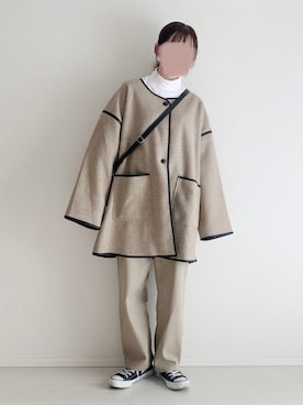 「tiptop（ティップトップ）のアイテム（その他アウター）」を使った、ukiさん（レディース・155cm）の秋コーディネート