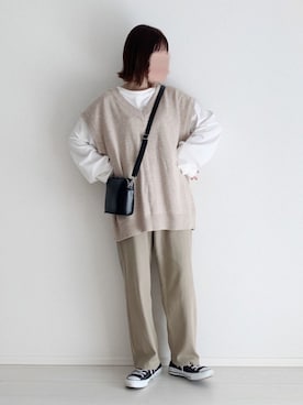「flaner（フラネ）のアイテム（パンツ）」を使った、ukiさん（レディース・155cm）の秋コーディネート