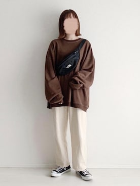 「flaner（フラネ）のアイテム（パンツ）」を使った、ukiさん（レディース・155cm）の秋コーディネート