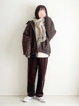 「flaner（フラネ）のアイテム（パンツ）」を使った、ukiさん（レディース・155cm）の冬コーディネート