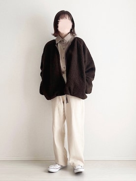 「flaner（フラネ）のアイテム（パンツ）」を使った、ukiさん（レディース・155cm）の冬コーディネート