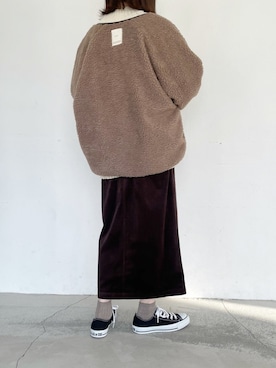 「flaner（フラネ）のアイテム（ブルゾン）」を使った、ukiさん（レディース・155cm）の冬コーディネート