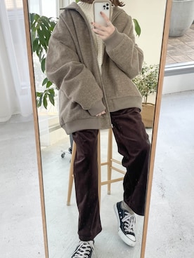 「flaner（フラネ）のアイテム（パンツ）」を使った、ukiさん（レディース・155cm）の冬コーディネート