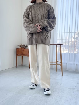 「flaner（フラネ）のアイテム（パンツ）」を使った、ukiさん（レディース・155cm）の冬コーディネート