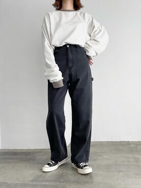 「flaner（フラネ）のアイテム（パンツ）」を使った、ukiさん（レディース・155cm）の冬コーディネート