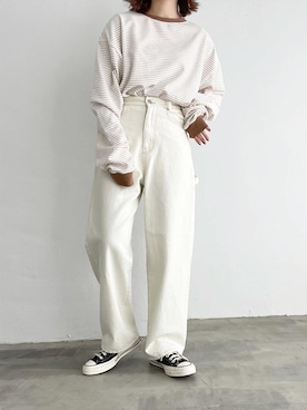 「flaner（フラネ）のアイテム（パンツ）」を使った、ukiさん（レディース・155cm）の冬コーディネート