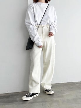 「flaner（フラネ）のアイテム（パンツ）」を使った、ukiさん（レディース・155cm）の冬コーディネート