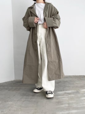 「Libra Cue（リブラ キュー）のアイテム（チェスターコート）」を使った、ukiさん（レディース・155cm）の春コーディネート