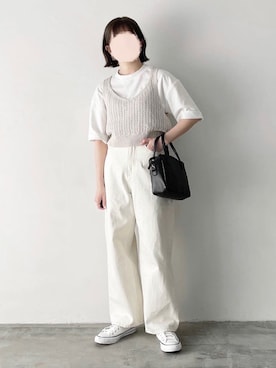 「ペインターパンツ」｜「アイテム（その他トップス）」を使った、ukiさん（レディース・155cm）の春コーディネート