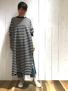 「JOURNAL STANDARD LUXE（ジャーナルスタンダード　ラックス）のアイテム（ワンピース/ドレス）」を使った、luxe銀座店スタッフさん（レディース・162cm）の夏コーディネート