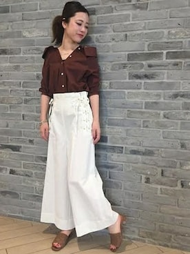 「Noble（ノーブル）のアイテム（サンダル）」を使った、Noble天神ビオロ店スタッフさん（レディース・163cm）の夏コーディネート