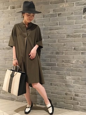 「Noble（ノーブル）のアイテム（帽子）」を使った、Noble天神ビオロ店スタッフさん（レディース・163cm）の夏コーディネート