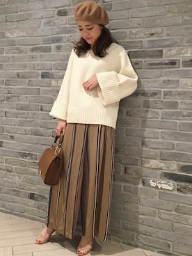 「Noble（ノーブル）のアイテム（ハンチング/ベレー帽）」を使った、Noble天神ビオロ店スタッフさん（レディース・163cm）の秋コーディネート