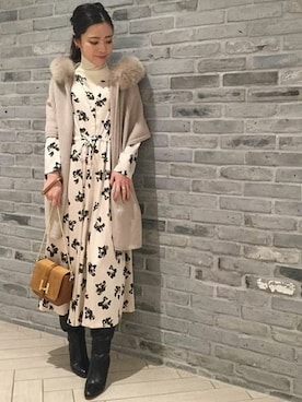 「お食事会」｜「アイテム（トップス）」を使った、Noble天神ビオロ店スタッフさん（レディース・163cm）の冬コーディネート