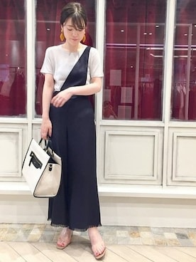 「Noble（ノーブル）のアイテム（オールインワン・サロペット）」を使った、Noble天神ビオロ店スタッフさん（レディース・163cm）の春コーディネート