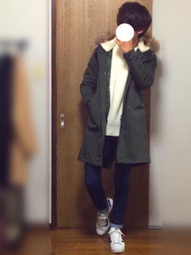 「STUDIOUS（ステュディオス）のアイテム（モッズコート）」を使った、shunさん（メンズ・173cm）の冬コーディネート