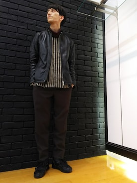 「JUNRED（ジュンレッド）のアイテム（ライダースジャケット）」を使った、Daikiさん（メンズ・174cm）の秋コーディネート