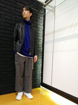 「JUNRED（ジュンレッド）のアイテム（ライダースジャケット）」を使った、Daikiさん（メンズ・174cm）の冬コーディネート