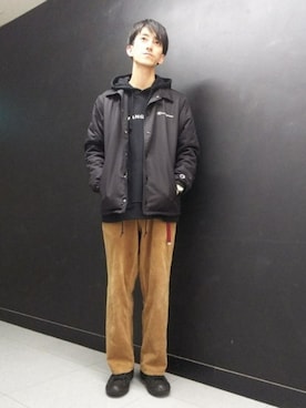 「JUNRED（ジュンレッド）のアイテム（ジャケット/アウター）」を使った、Daikiさん（メンズ・174cm）の秋コーディネート