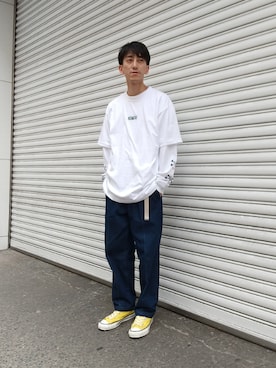 「JUNRED（ジュンレッド）のアイテム（デニムパンツ）」を使った、Daikiさん（メンズ・174cm）の春コーディネート