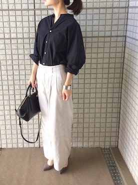 「Drawer（ドゥロワー）のアイテム（パンツ）」を使った、hachinocoさん（レディース・152cm）の春コーディネート