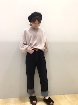「袖ボリューム」｜「アイテム（ハンチング/ベレー帽）」を使った、あさみさん（レディース・156cm）の夏コーディネート