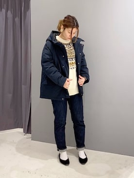 「スクエアトゥ」｜「アイテム（ダウンジャケット/コート）」を使った、あさみさん（レディース・156cm）の冬コーディネート