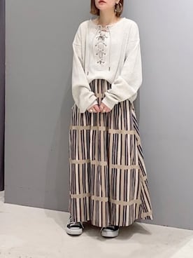 「デザイントップス」｜「アイテム（その他）」を使った、あさみさん（レディース・156cm）の春コーディネート