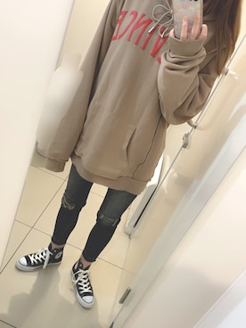 「MLVINCEのアイテム（パーカー、ベージュ系）」を使った、N子さん（レディース・163cm）の春コーディネート