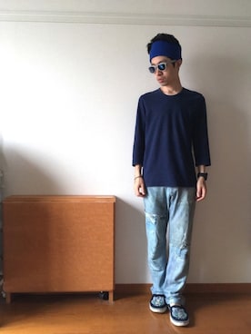 「TALKING ABOUT THE ABSTRACTION（トーキング　アバウト　ジ　アブストラクション）のアイテム（パンツ）」を使った、ドメ系のジャイアンさん（メンズ・170cm）の秋コーディネート
