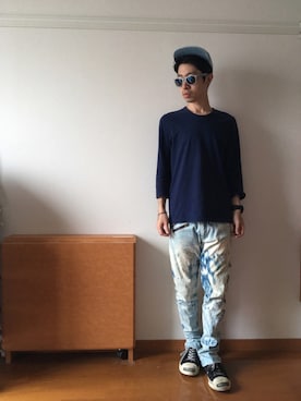 「乱痴気（ランチキ）のアイテム（トップス）」を使った、ドメ系のジャイアンさん（メンズ・170cm）の秋コーディネート