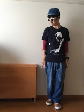 「TALKING ABOUT THE ABSTRACTION（トーキング　アバウト　ジ　アブストラクション）のアイテム（パンツ）」を使った、ドメ系のジャイアンさん（メンズ・170cm）の秋コーディネート