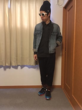 「N.HOOLYWOOD（N.ハリウッド）のアイテム（デニムジャケット）」を使った、ドメ系のジャイアンさん（メンズ・170cm）の冬コーディネート