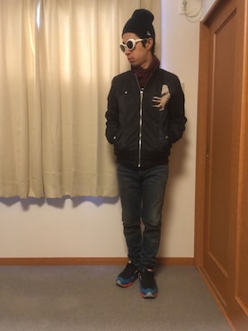「アイテム（ブルゾン）」を使った、ドメ系のジャイアンさん（メンズ・170cm・30代）の冬コーディネート