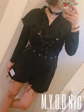 「M.Y.O.B（エム.ワイ.オー.ビー）のアイテム（オールインワン・サロペット）」を使った、maro‎.さん（レディース・161cm）の春コーディネート
