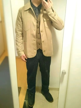 「SEVENDAYS=SUNDAY（セブンデイズサンデイ）のアイテム（スラックス）」を使った、とこちんさん（メンズ・167cm）の冬コーディネート