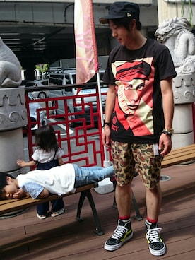 「OBEY」｜「アイテム（Tシャツ/カットソー）」を使った、とこちんさん（メンズ・167cm）の夏コーディネート