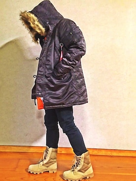 「Alpha Industries（アルファインダストリーズ）のアイテム（ブルゾン）」を使った、Da!k!さん（メンズ・165cm）の冬コーディネート